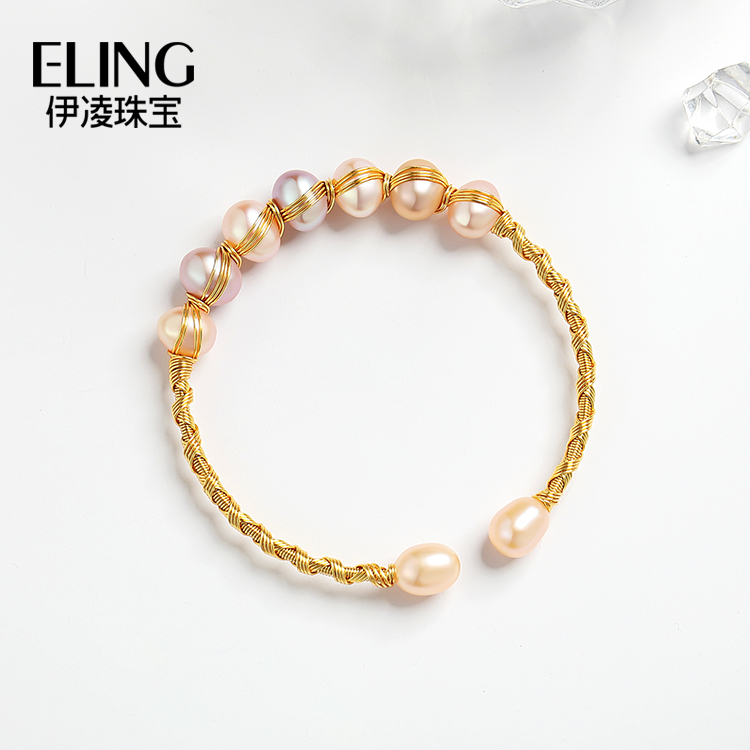 天然珍珠手镯手链美国 包金不褪色不掉色港式新款 14K 天然珍珠手镯手链美国 包金不褪色不掉色港式新款 14K