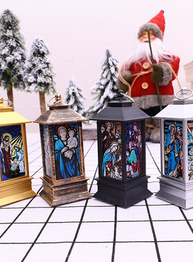 跨境圣供应诞节风灯礼物装饰仿LED灯摆件宗教风俗家居布置小夜灯