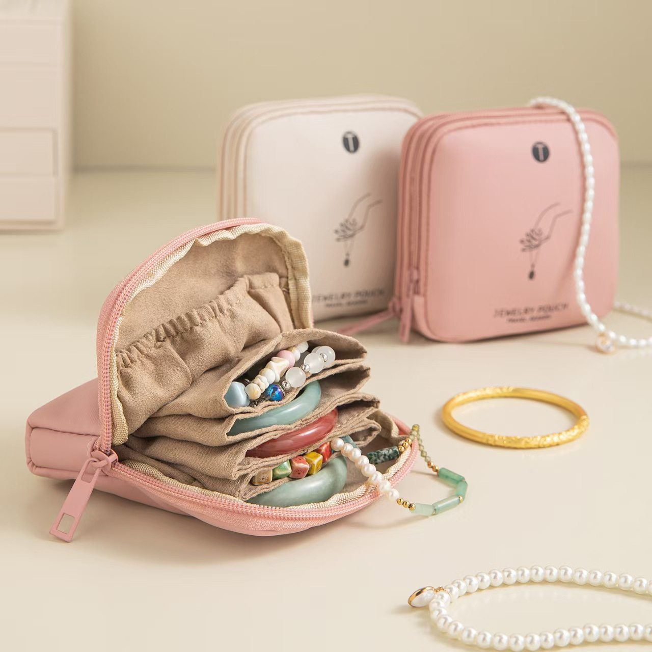 首饰收纳包手镯珠宝轻奢饰品袋耳环手链分类整理袋便携文玩收纳盒,淘宝优惠券,粉丝福利购,淘宝优惠卷