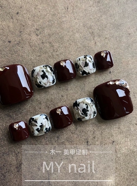 【M.Y nail 】脚趾纯手工穿戴甲深车厘子红显白春夏美甲脚甲