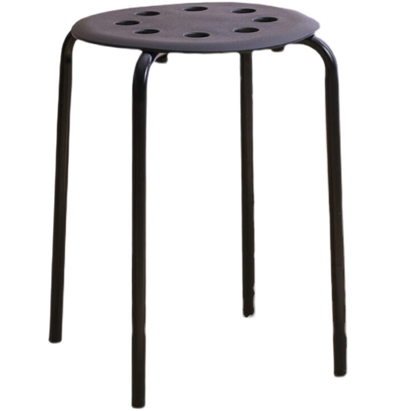 圆凳子黑色塑料八孔凳加厚餐桌凳成人时尚高圆凳简约方凳塑料圆凳 - 图3