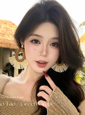 波西米亚度假风海边编织裙摆耳环女民族风2026新款夸张沙滩耳夹饰