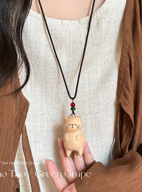 可爱猫咪吊坠项链女款2025新款毛衣链长款民族风复古颈链挂脖配饰