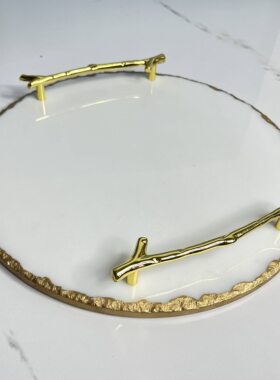 大理石创意托盘甜品蛋糕圆形方形水果盘摆餐具平板西餐置物收纳盘