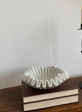 高档大理石托盘法式复古西餐样板房客厅展示装饰展示甜品果盘摆件