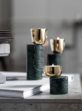 大理石烛台杯蜡烛杯摆件极简大理石蜡烛样板间浪漫氛围装饰品摆设