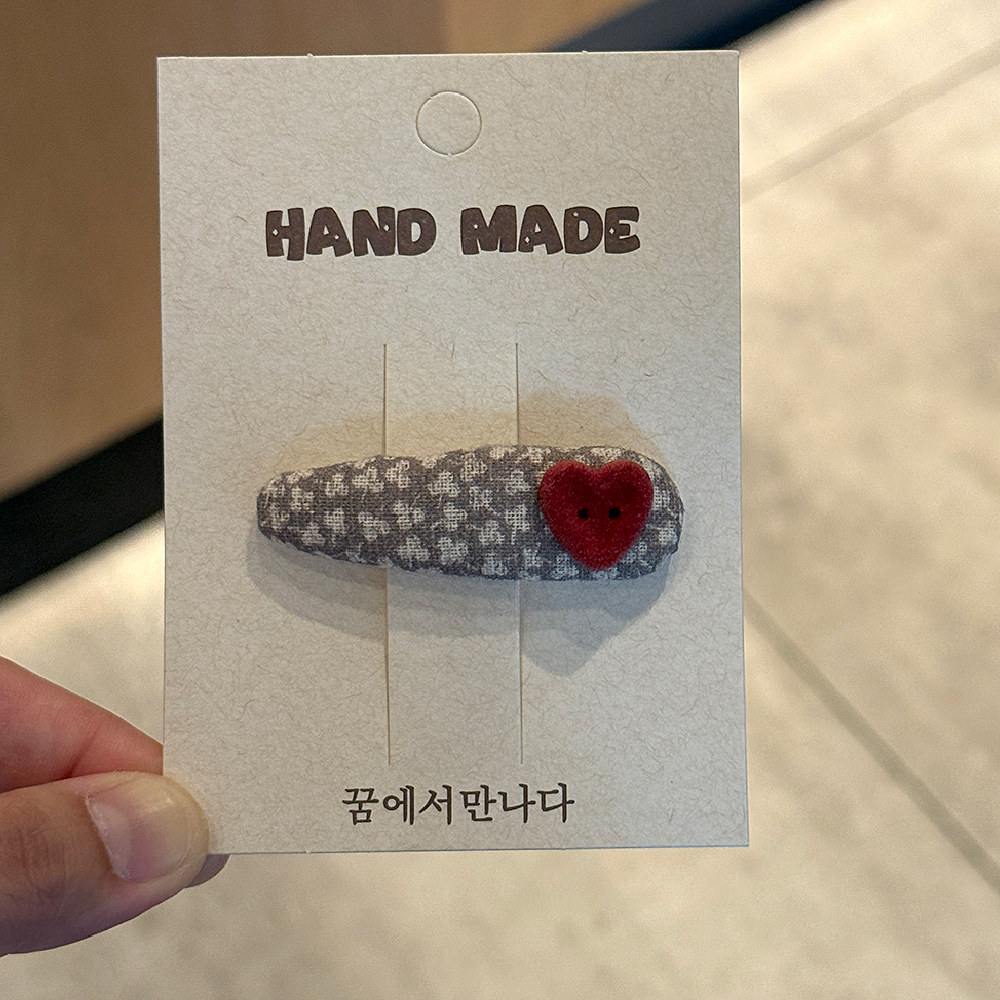 niannian念念儿童韩系早秋咖色发夹儿童酒红色爱心侧边刘海碎发夹 - 图2