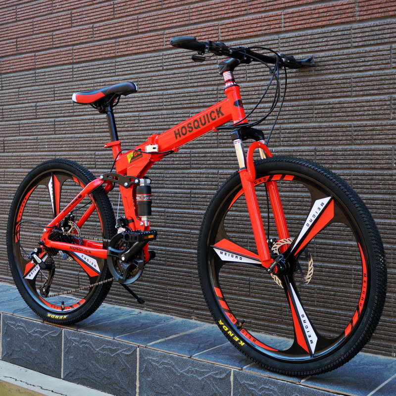 青少年自行车24寸山地车26寸折叠变速铝合金一体轮双减震山地单车-图1