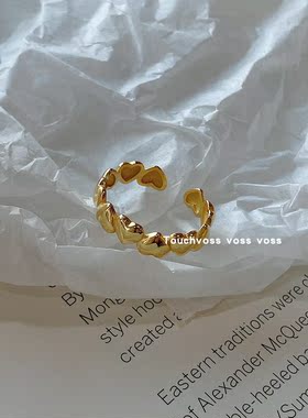 欧美纯银日韩风ins爱心戒指环