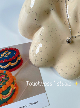 韩国925银轻奢立体桃心小项链