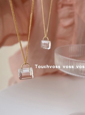 mini水晶手提包925银锆石项链