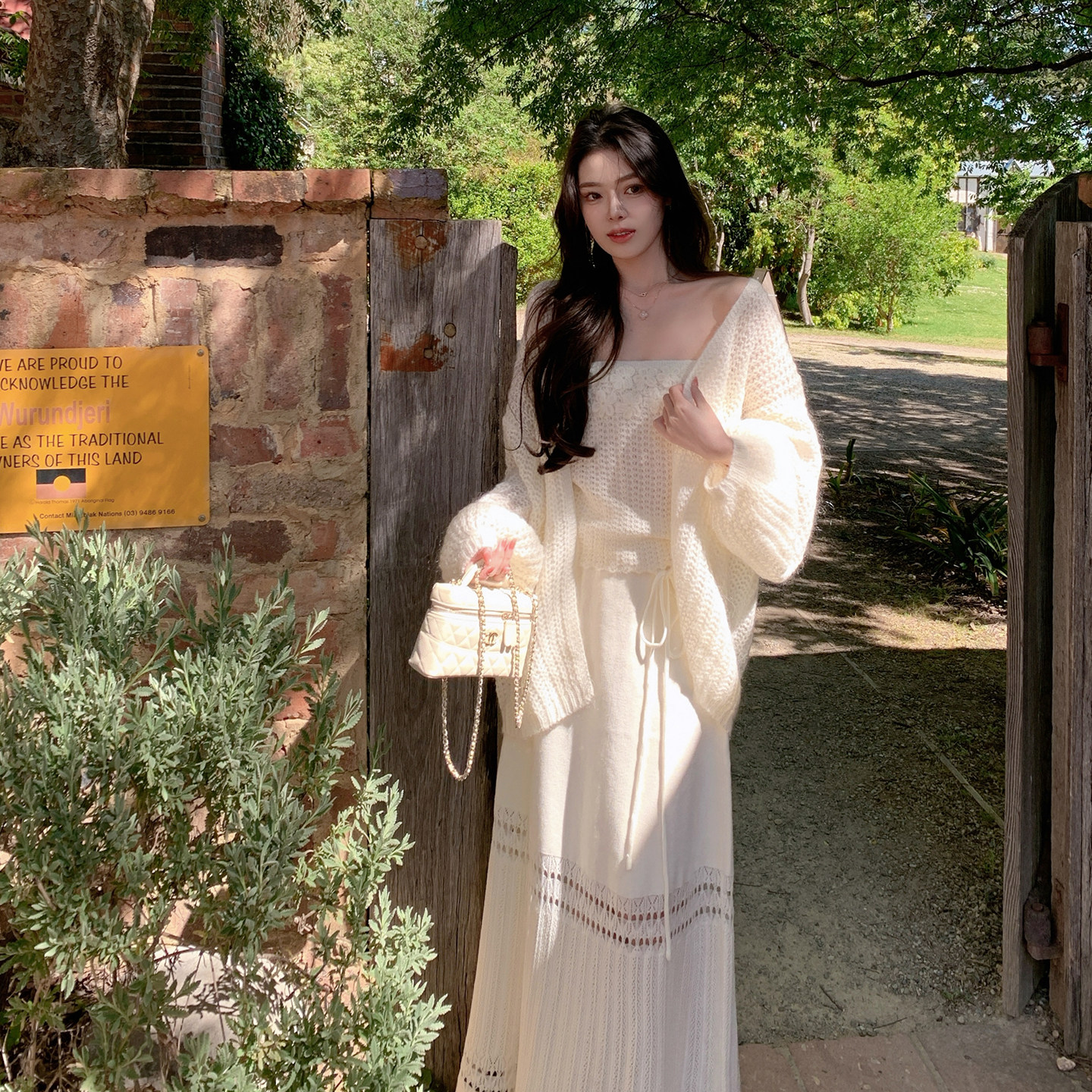 ByYou 冬季灯笼袖马海毛羊毛针织开衫外套两件套装女无袖抹胸内搭,淘宝优惠券,粉丝福利购,淘宝优惠卷