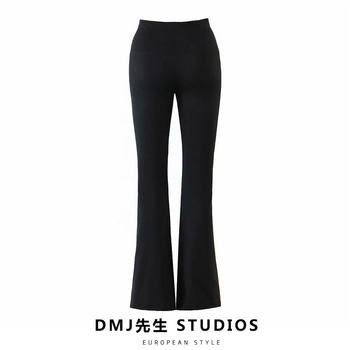 DMJ ເອີຣົບແລະອາເມລິກາຂະຫນາດໃຫຍ່ elastic ສີດໍາກະດິ່ງລຸ່ມ hottie ແອວສູງເກີບມ້າກາງເກງ yoga ນຸ່ງເສື້ອ leggings ຊັ້ນນອກ.