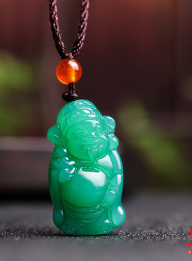 巴西玉髓小财神吊坠珠宝首饰