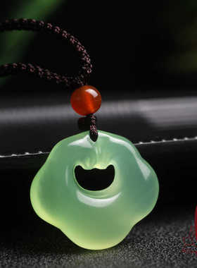 亮晶缘项链平安锁吊坠天然白玛瑙