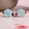 Natural jadeite peony flower ring hand ornament jade raw stone jadeite jadeite handmade weaving