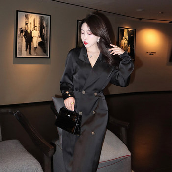 REVE Haute Couture European Versatile Waist Two-Wear Autumn and Winter Double-breasted Fashionable Temperament Coat for Women