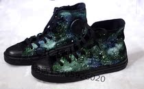convers*e ink green starry hand painted shoes hand custom lovers CICI Made