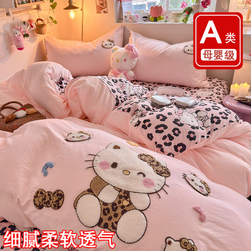 A类床上用品多啦A梦四件套纯棉全棉感床单被套儿童宿舍三件套床笠 - 图2