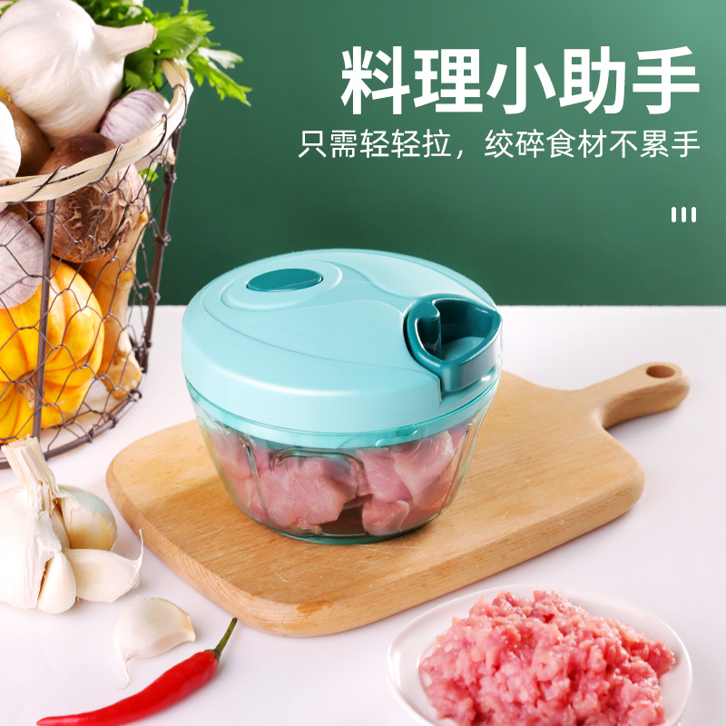 家用手动绞肉机小型拉切辣椒搅拌机饺子馅绞肉神器绞馅机碎蒜菜器-图0