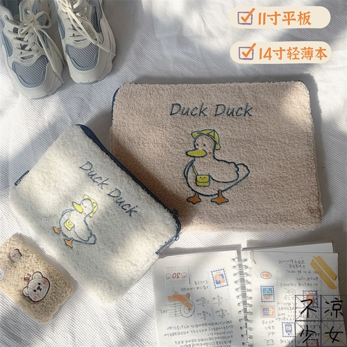 Милый бархатный мультяшный планшетный вкладыш, ноутбук, защитный чехол, плюшевый, 11 дюймов, 14 дюймов