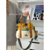 Retro contrasting color tie-mouth handbag student casual lightweight mobile phone bag women's niche design mini crossbody bag