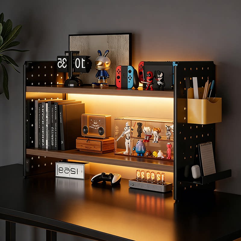 Desktop storage rack computer desk storage rack home e-sports room office finishing rack student desk hole board