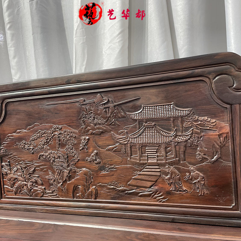 红木家具大红酸枝交趾黄檀山水罗汉床两件套明清古典沙发床榻 - 图0