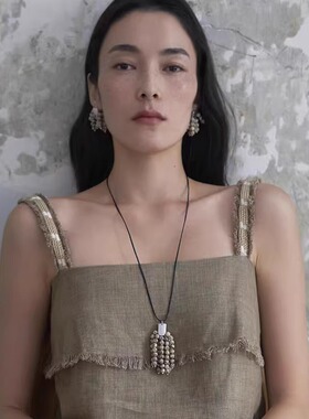 小众设计澳洲天然斑马石菩提流苏串珠吊坠项链高级感长款百搭链女