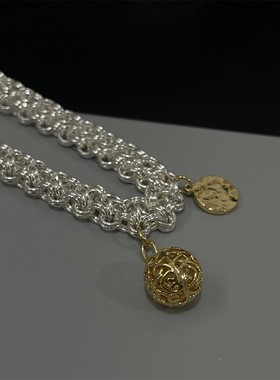 13c同款银球球吊坠项链个性简约