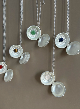 莳萝野百合双面浮雕可打开圆球长项链内嵌宝石小众设计感时尚百搭