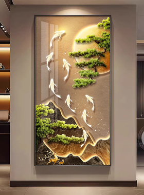 进门入户玄关装饰画LED灯带麋鹿