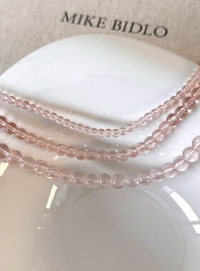 透明粉色大小号玻璃珠串珠项链简约甜美个性时尚颈链锁骨链礼物女