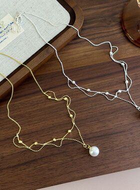 温柔千金感~蕾丝珍珠项链女生夏天轻奢高级感锁骨链2026新款颈链