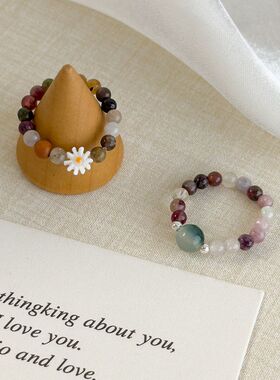 小雏菊彩色串珠戒指女2026新款新中式轻奢高级感指戒小众设计指环