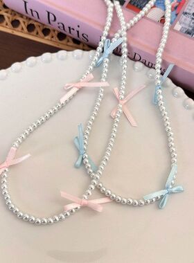 芭蕾少女丝带蝴蝶结项链甜美高级感轻奢毛衣链时尚简约春夏配饰品