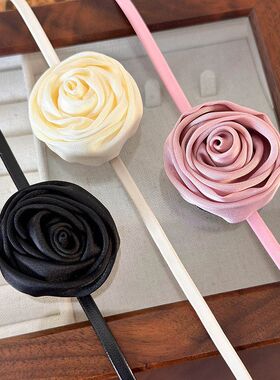 法式温柔玫瑰花项链超仙复古甜美项圈颈链度假风个性小众女百搭