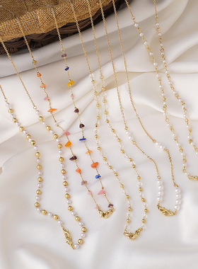 水晶眼镜防丢气质甜美少女项链