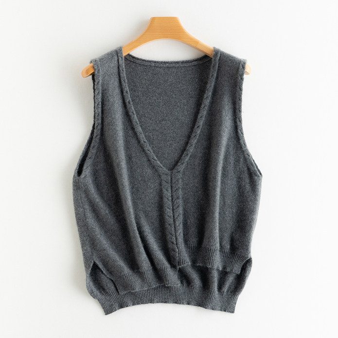 25秋冬新款100%纯山羊绒V领马甲女前短后长叠穿时尚百搭背心坎肩,淘宝优惠券,粉丝福利购,淘宝优惠卷