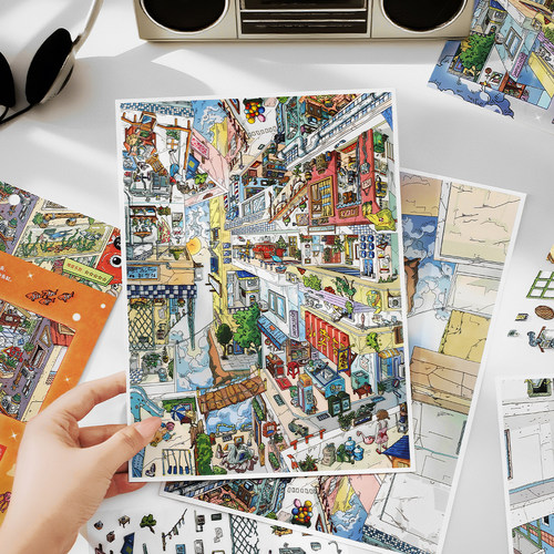 infeelme我的小屋20.0第二十弹造景贴纸旧楼游鱼倒悬之城微缩场景 - 图2