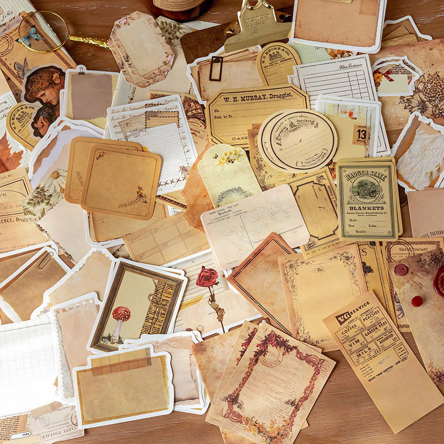 复古大合集便签纸ins手帐素材套装大礼包无粘性手账便签 - 图1