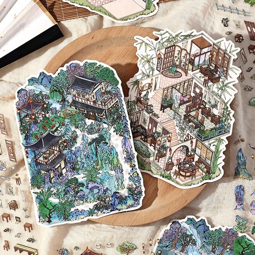 infeelme我的小屋第八弹2.5D造景贴纸可爱diy手工微缩场景贴画 - 图2