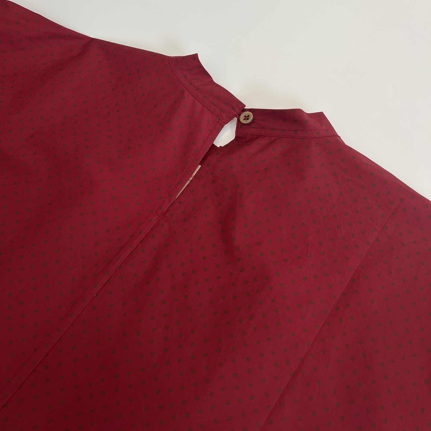 日系小众轻奢80支纯棉定位印花宽松显瘦小个子圆领波点衬衫上衣女 - 图2