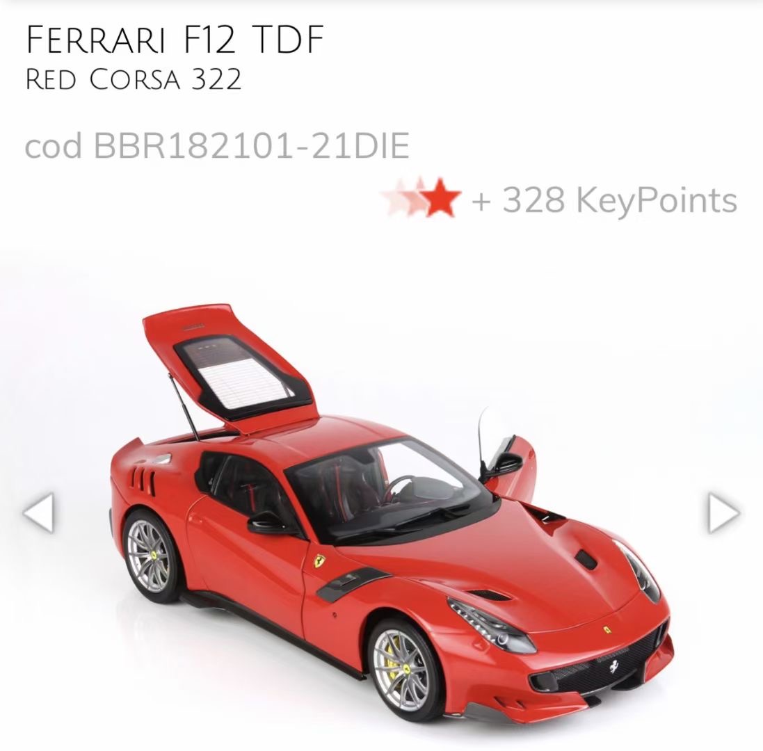 [PDS]BBR 1:18 Ferrari F12 TDF 合金全开 意大利特别版 汽车模型 - 图1