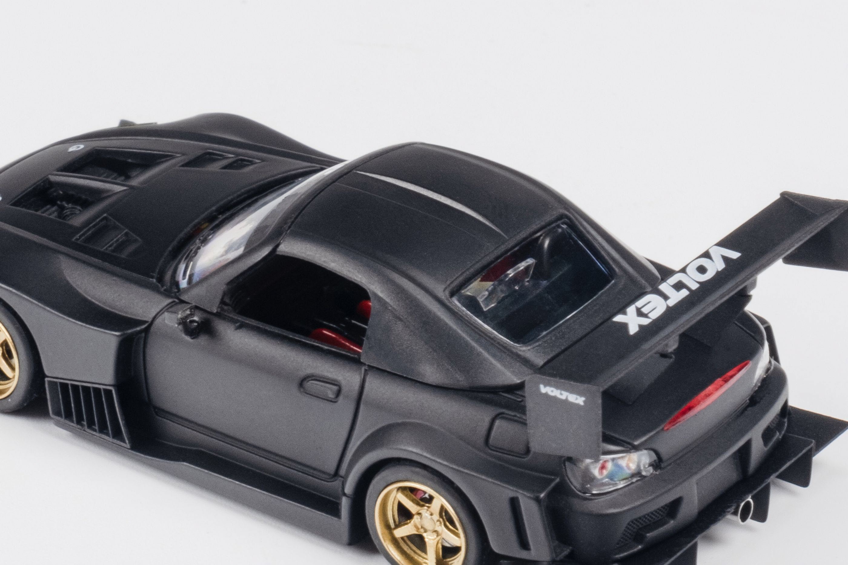 [PDS]Micro Turbo 1:64本田 S2000 JS Race Car磨砂黑合金车模-图2