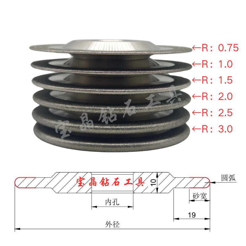 圆弧SDC砂轮钨钢氮化硼CBN砂轮高速钢丝锥开槽R弧钻石合金砂轮 - 图0