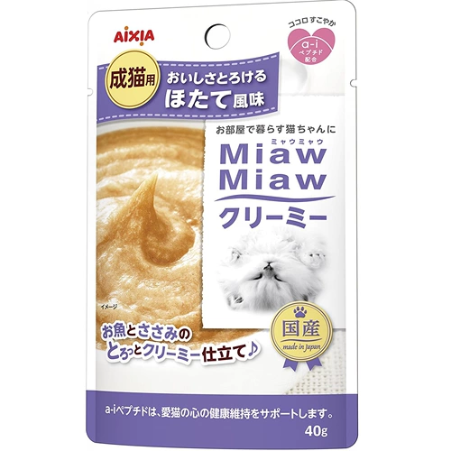 Япония импортировал Miawmiaw, штампованная кошачья закусочная кремовая сумка, куриные сладкие креветки и снежный краб, чтобы ухаживать за здоровьем сердца