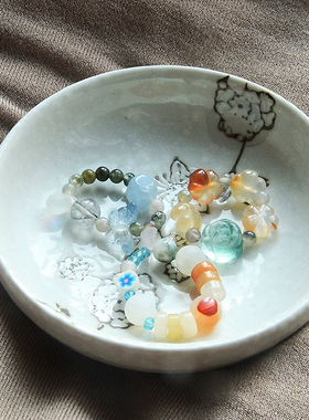 七日拂晓Chiyoko软戒指 玛瑙串珠 天然玉髓 小指环 可爱女生孤品