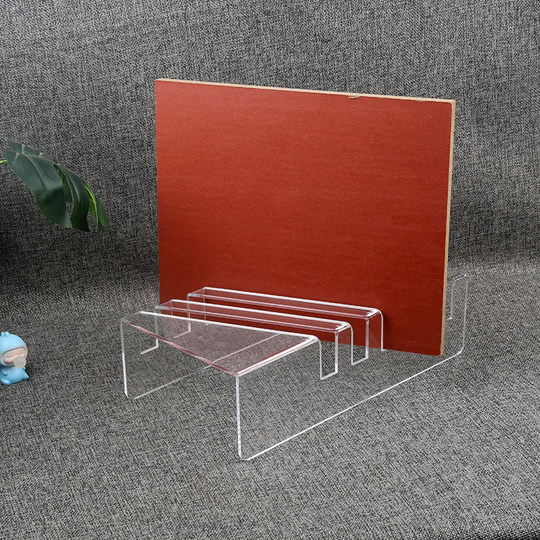 Estante de exhibición de acrílico, estante de muestra pequeño con placa de color piedra