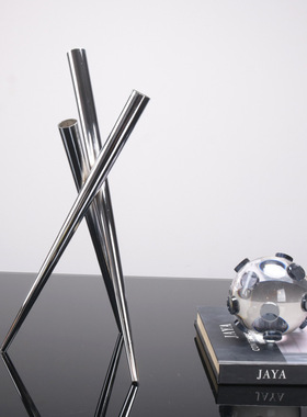 轻奢花插几何烛台装饰品售楼处样板间软装家居极简三脚架花器摆件